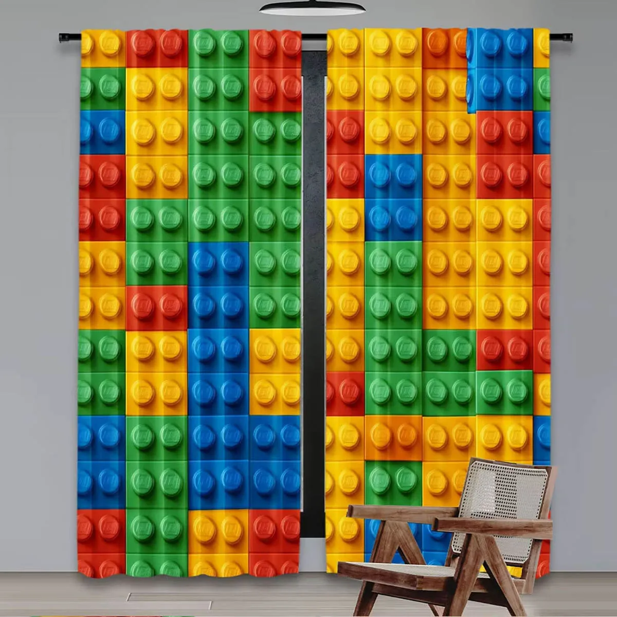 Colorful Checkered Geometric Pattern Printed Curtains, Decorative Curtains For Kitchen, Living Room, And Bedroom.