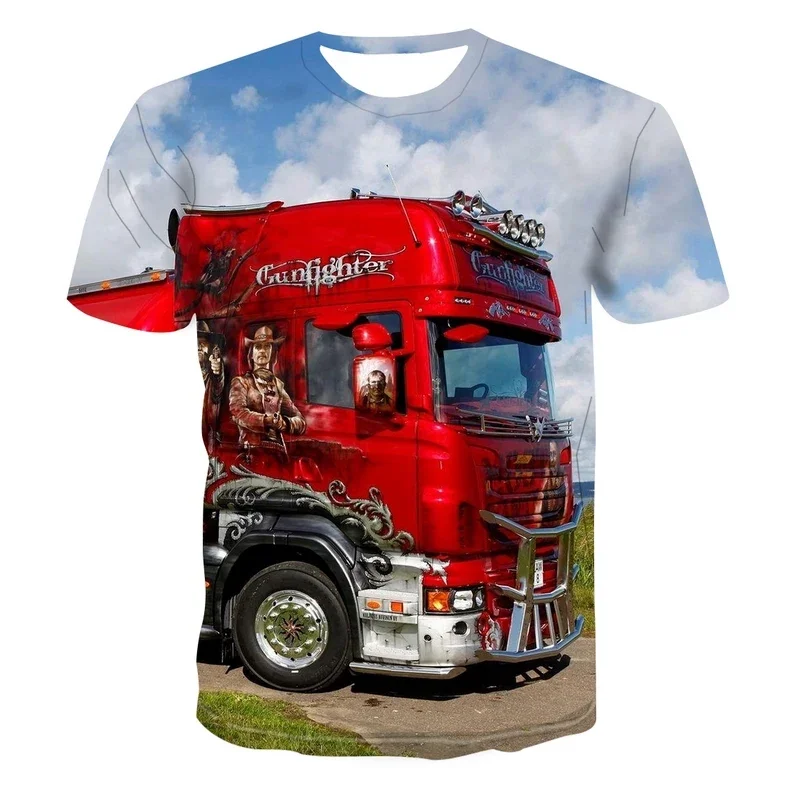 

Summer Fashion Casual Men's T-shirt Hip Hop Funny Style Round Neck Short Sleeve Truck Graphics 3D Printing T-shirt Clothing