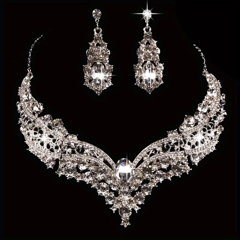 Jewelry Jewelry Sets Necklace Set Women's Geometric Earrings Wedding Bridal Jewelry For Brides