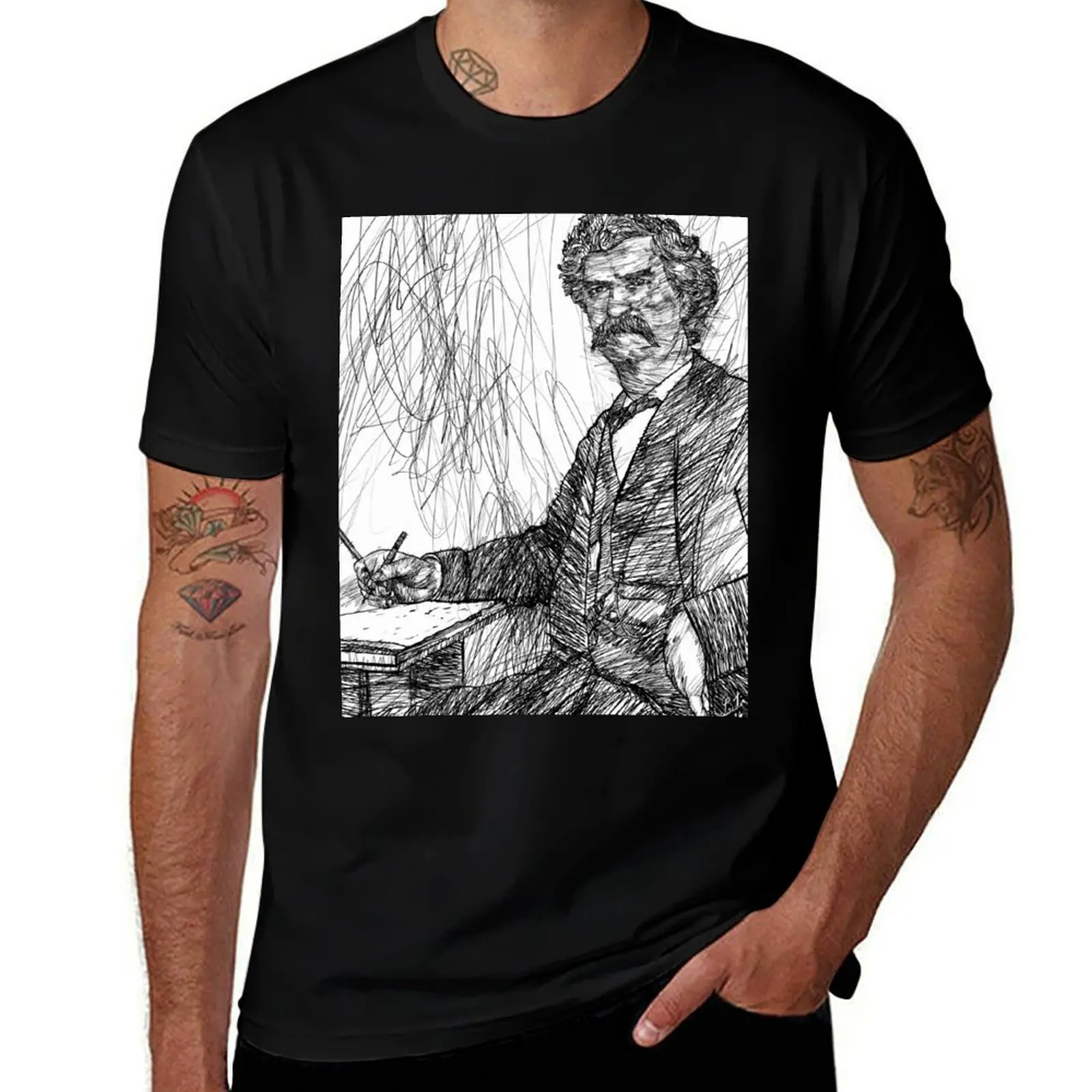 

MARK TWAIN - ink portrait .4 T-Shirt tops baggy shirts fashion shirts mens designer clothes