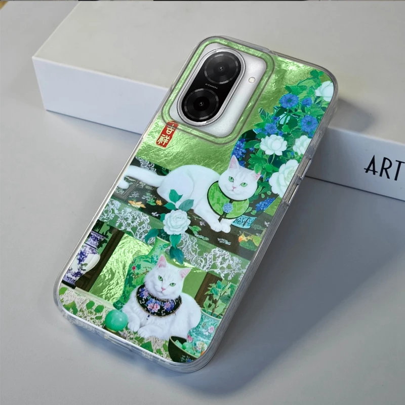 Flower Vase Cat Girls Women Case For Xiaomi Redmi Note 14 Pro 14C 13C 10 9A 9C 13 12 11 10S 9 8 Plus A4 A3 A2 A1 Fundas Cover