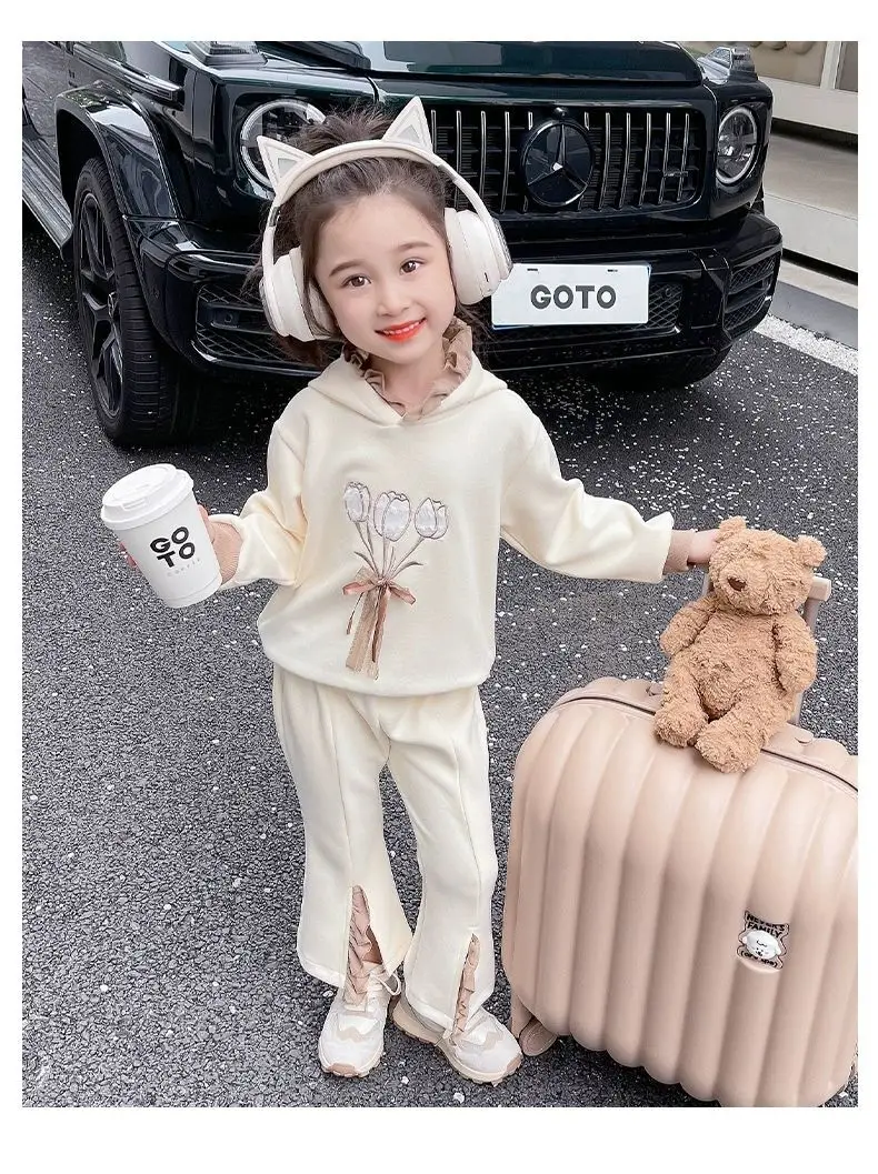 2PCS Spring Autumn Girls Set Long sleeved Top Pants Fashionable Kids image 6