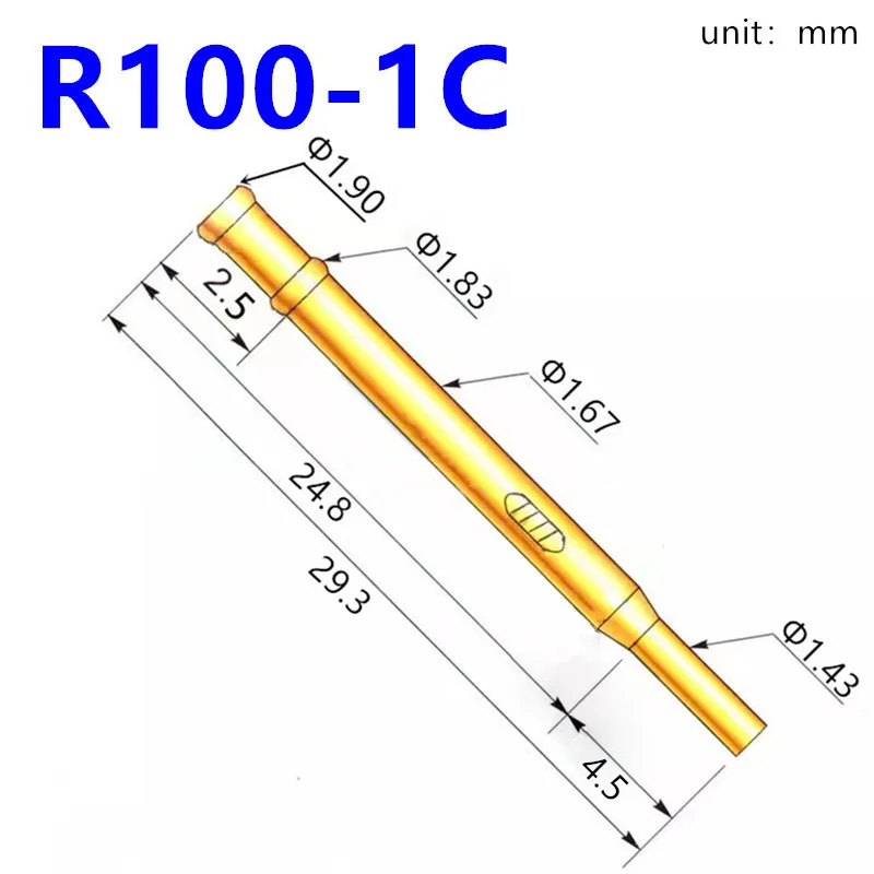 

20/100PCS R100-1C Test Pin P100-B Receptacle Brass Tube Needle Sleeve Seat Crimp Connect Probe Sleeve 29.3mm Outer Dia 1.67mm