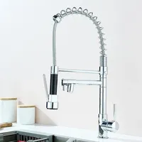 Wholesale Modern Single Handle Deck Mounted Kitchen Faucet Stainless Steel 360 Pull out down Black Sink Mixer Hot Cold Water Tap