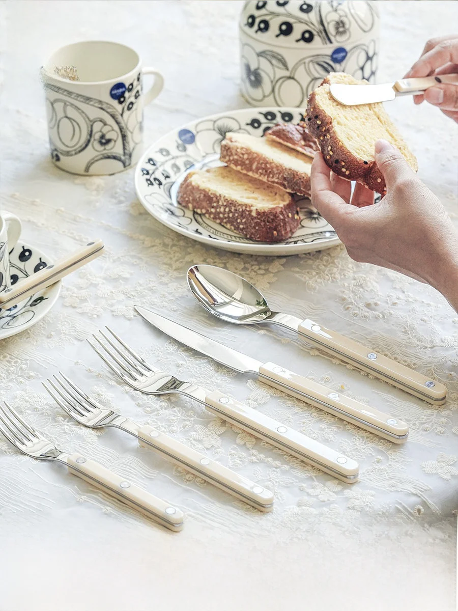

SabreParis Stainl Steel Western Dining Utensils Steak Knife Dinner Fork Knife Spoon Soup Spoon Pure Color Handmade Dinnerware
