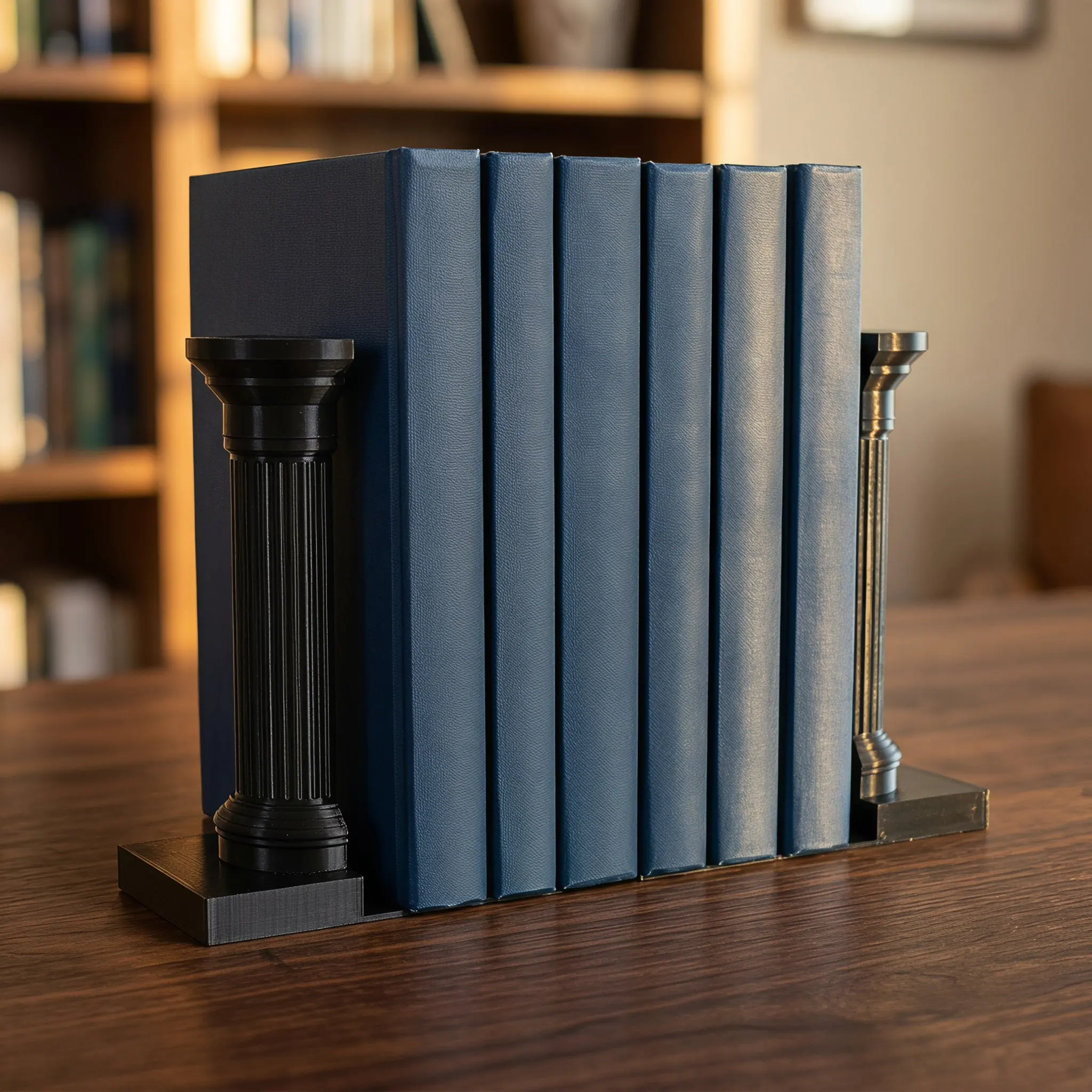2Pcs Roman Pillar Bookends Heavy Duty Non Slip Desk Book Organizer Decorative Bookshelf Book Holder Roman Column Bookends