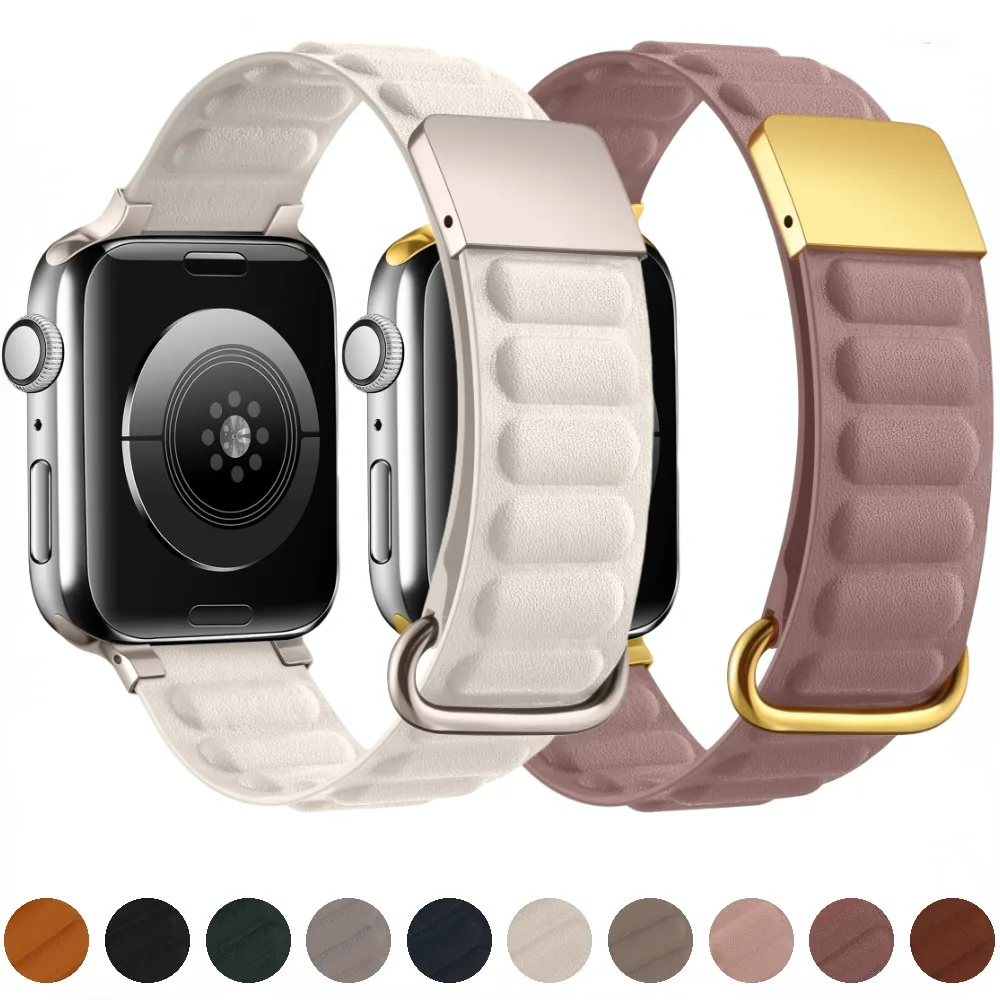 

Magnetic Leather Strap for Apple Watch Ultra 49mm 9 8 7 45mm 41mm Watchband for iWatch Series 6 5 4 3 SE 44mm40mm 42mm 38mm Belt