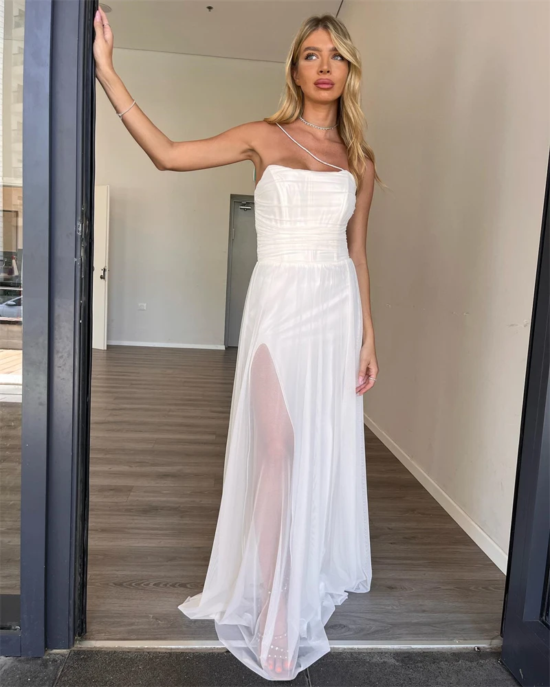 Simple Boho Wedding Dress Chiffon Strapless robe de mariée fluide Bride Dresses Sweetheart VBeach A Line Bridal Gowns For Bride