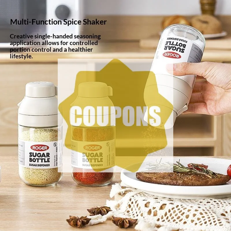 Kitchen Transparent Glass Seasoning Bottle Household Metering Control Salt Jar Sealed Seasoning Seasoning Jar