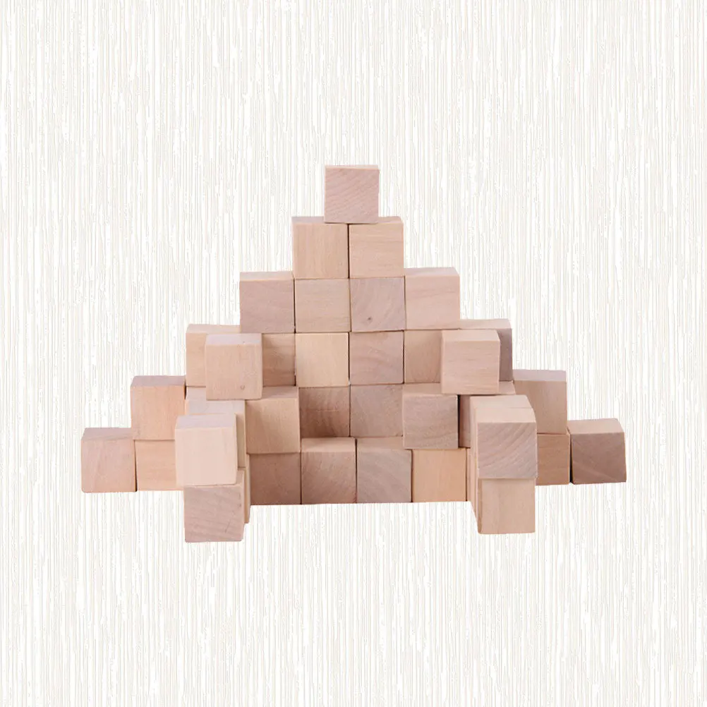 50 pièces petits blocs carrés en bois Cubes artisanaux naturels pour bricolage cadeaux décor à la maison enfants jeu d'imagination 3Cm Cube artisanal
