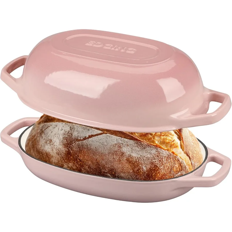Enameled Cast Iron Oval Dutch Oven Pot with Lid for Sourdough Bread Baking Oval Bread Pan Perfect for Home Bakers 5qt Capacity