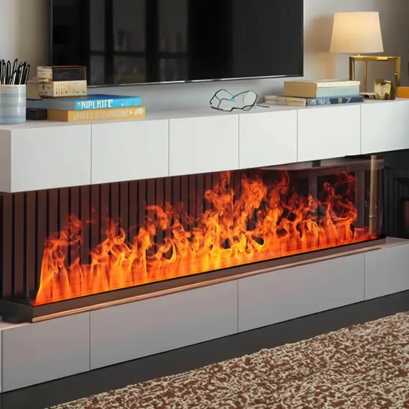 For Electric Fireplace Steel Wall Mounted Insert Led Light Flame Effect Modern Luxury Decorative Heater for & Hotel