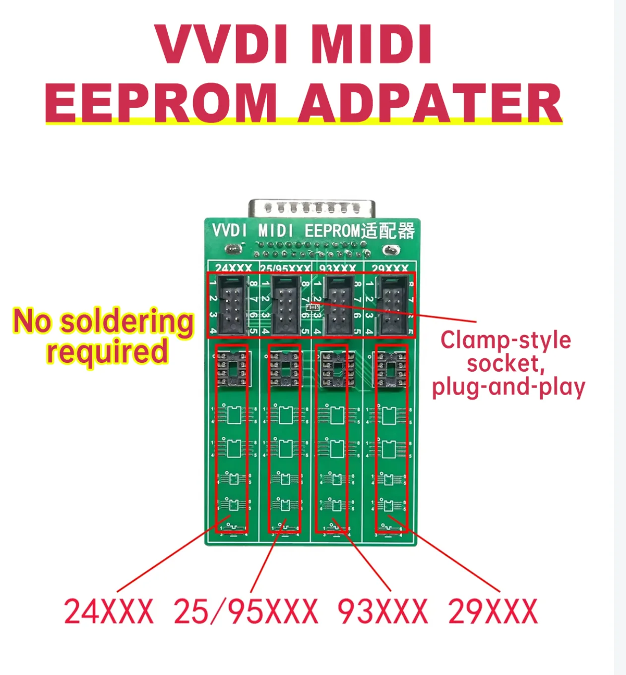 

Xhorse VVDI MIDI EEPROM Adapter for VVDI MIDI Device – Plug & Play, Read EEPROM Without Soldering