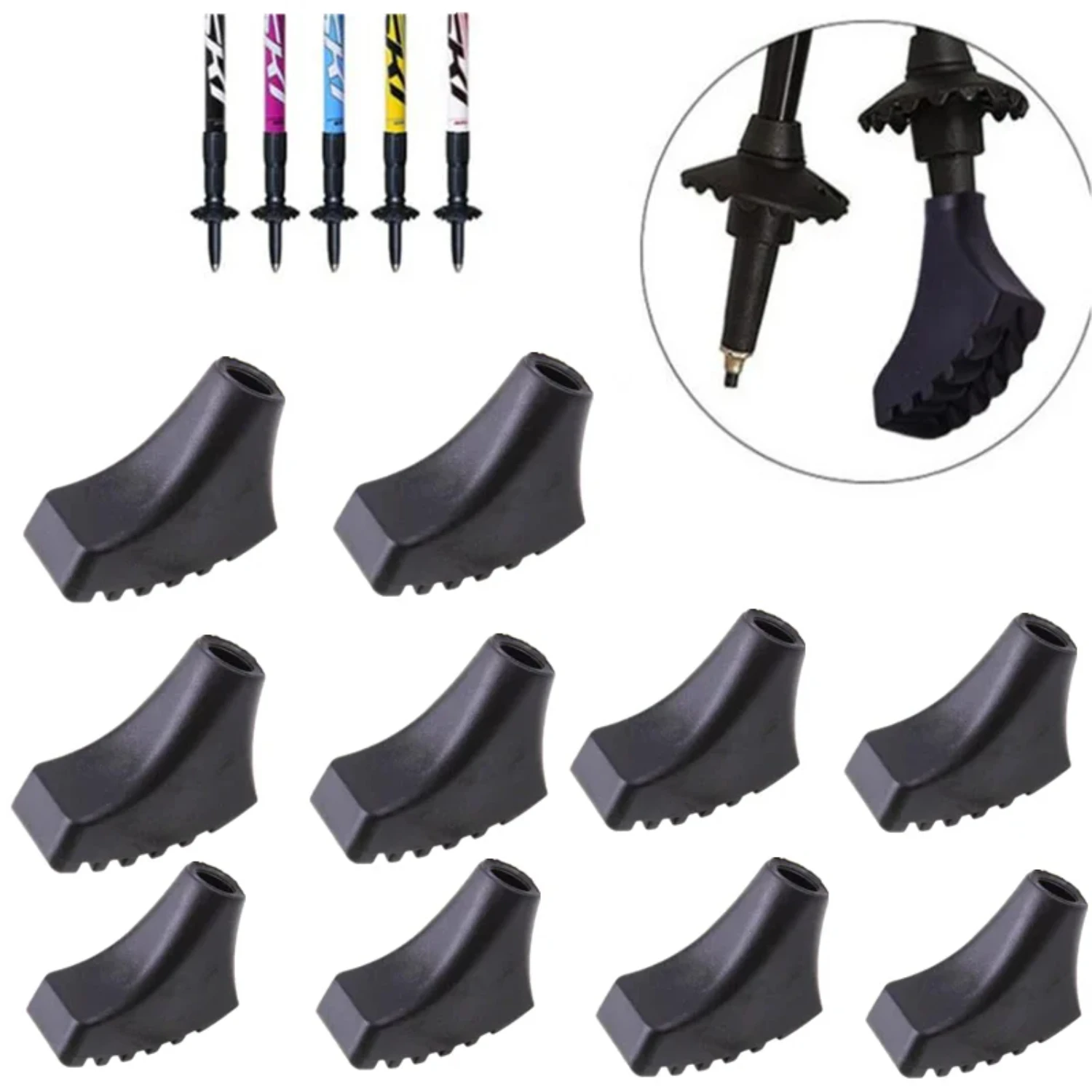 5pcs/10pcs/20pcs Nordic Walking Pole Trekking Pole Tip Protectors Rubber Pads Buffer Replacement Tips End  Hiking Stick Aor Jpc