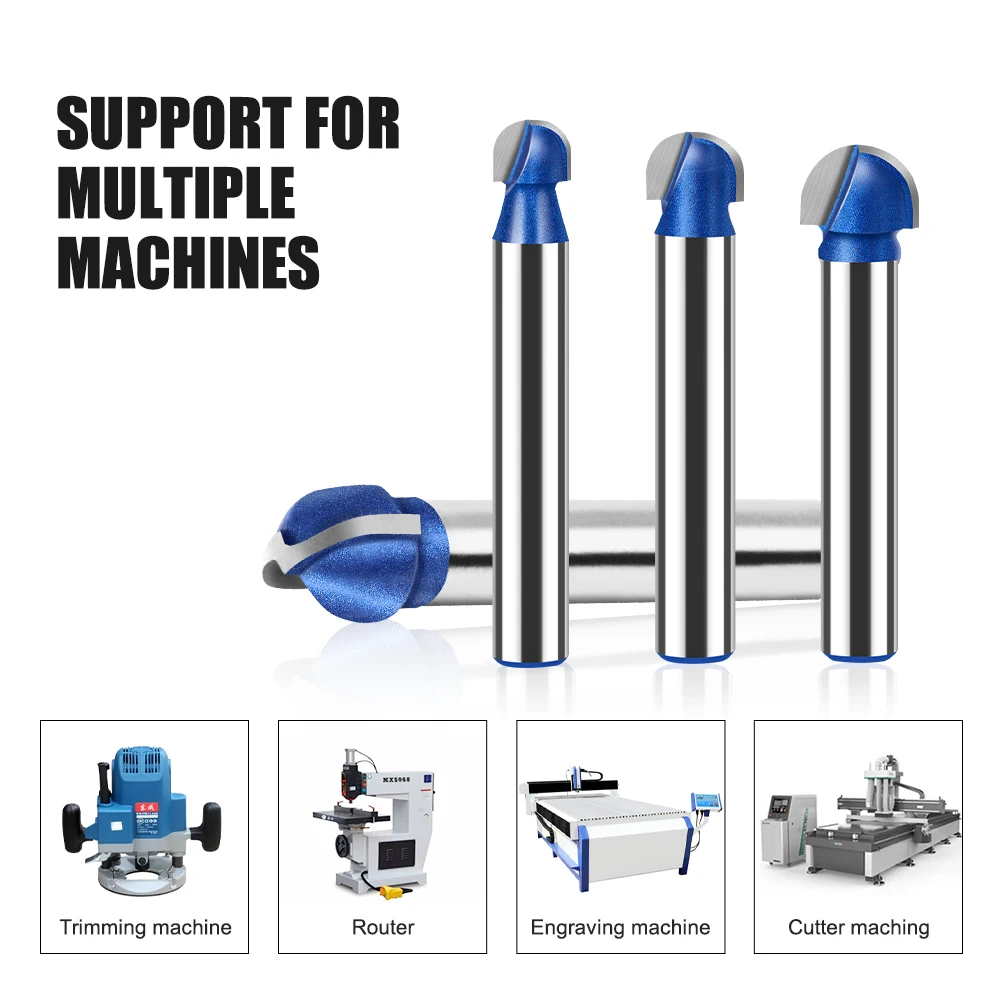 6mm 1/4in Shank Ball Nose Router Bit Round Nose Cove Box Bit Carbide Wood Milling Cutter Woodworking Tools