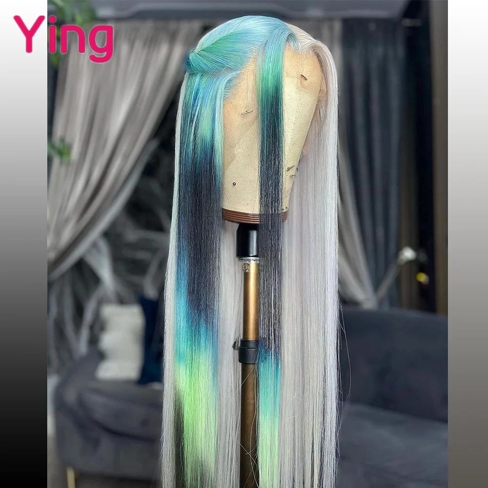 13x6 Lace Frontal Wig Bone Straight Highlight Bleu With Black 613 Blonde Colored Peruvian Remy 13X4 Lace Front Human Hair Wigs