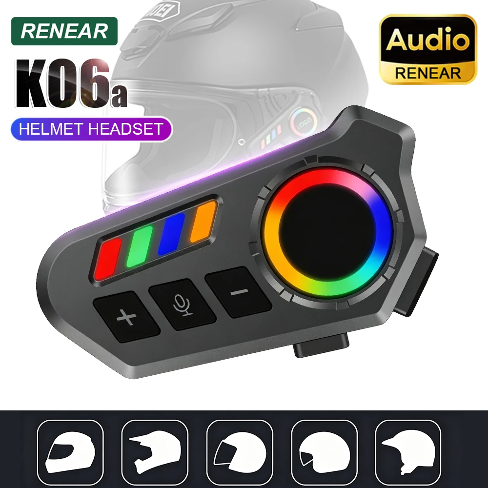 K06A Motorcycle Helmet Bluetooth Headset Wireless Stereo Headphones Waterproof For Moto Cycling Helmet Music Headset No Intercom