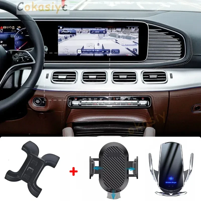 Car Phone Holder for Mercedes Benz GLE W167 GLS X167 2020 2021 2022 2024 Mobile Phone Mounts Car Wireless Charging Special Fixed