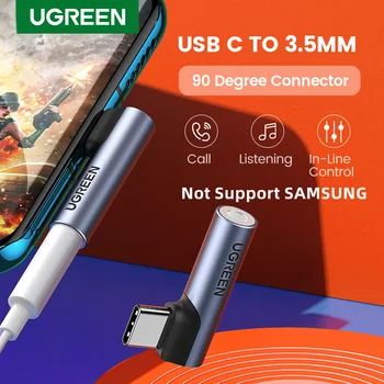 UGREEN USB Type C ถึง3.5มม.แจ็คโทรศัพท์อุปกรณ์เสริมอะแดปเตอร์หูฟังสำหรับ Xiaomi Mi 9 Oneplus 9 Pro p30 Pro USB C Adapter