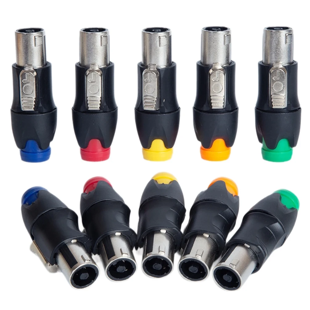5PCS Speakon NL4FC 4 Pin Male Plug Metal Speaker Connector Solder-free Audio Power Amplifier Stage Speaker Cable Connector