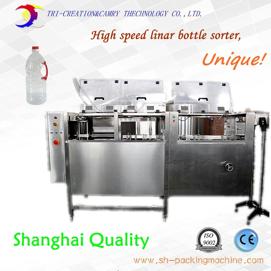 high speed plastic bottle feeder with elevator, linear bottle sorter unique，automatic PET bottle unscrambler machine