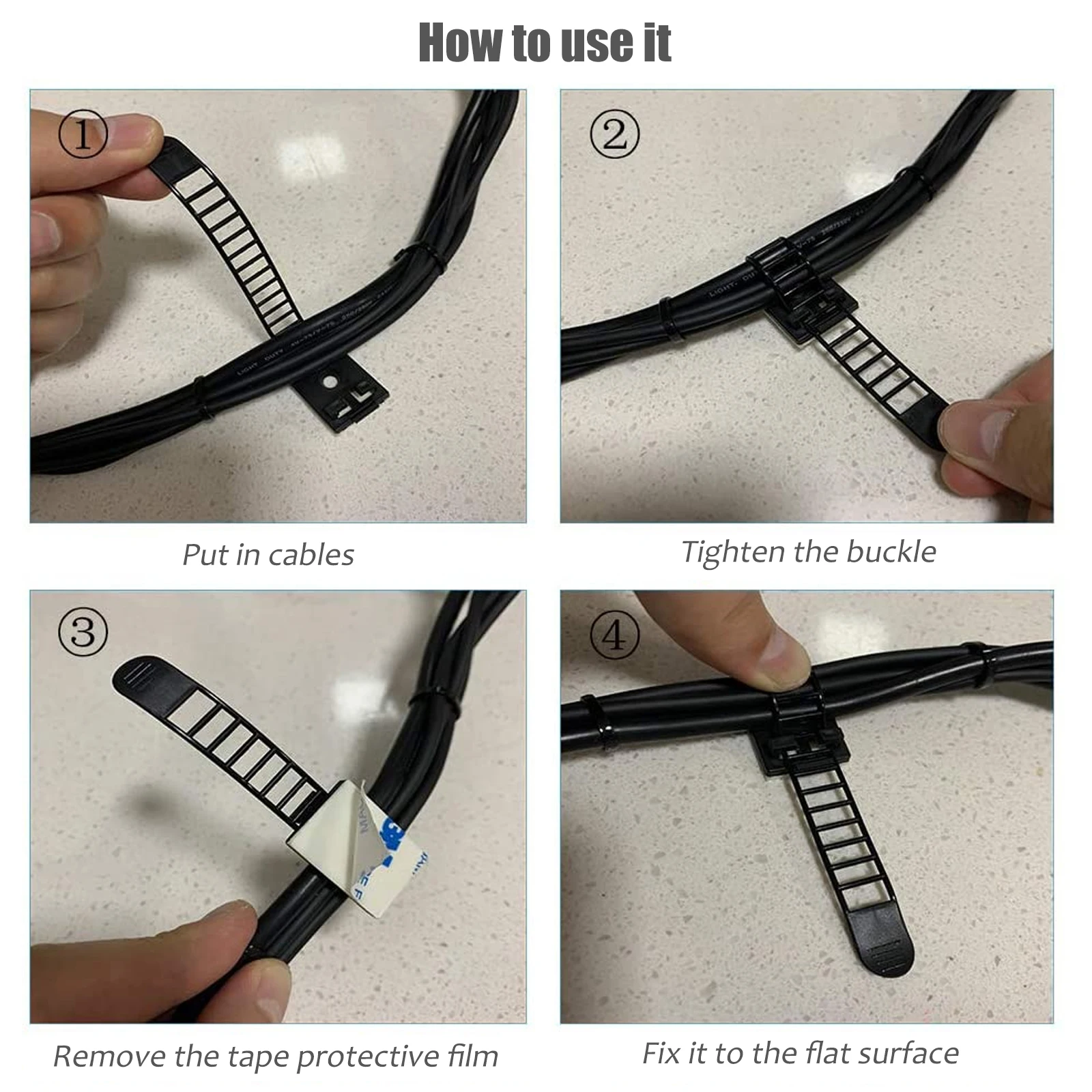 

50 Pcs Wiring Fixing Seat Cable Holders Wire Ties Organizer for Cords Plastic Reusable