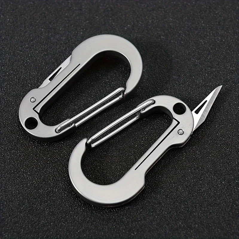 Outdoor Multi functional Mountaineering Buckle Stainless Steel Foldable Small Knife Aluminum Alloy Portable Safety Buckle