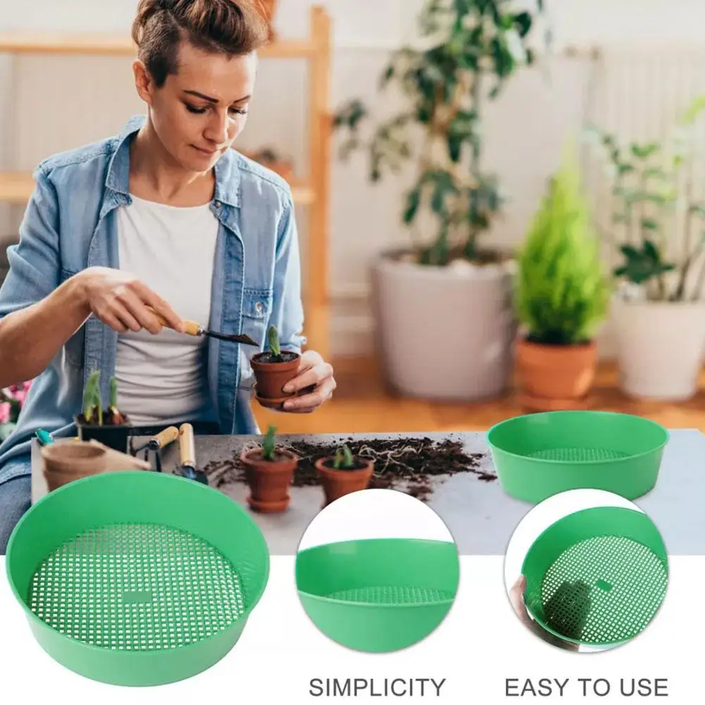 Large Capacity Plastic Garden Soil Sieve Mesh Filter Tool Potting Soil Sifter for Balcony Planting and Gardening Care