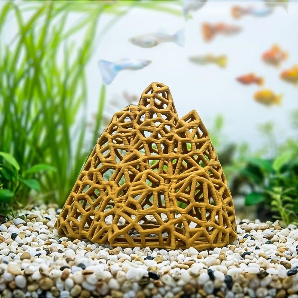 3D Printed Fish Shrimp Hideout Shelter Hollow Out Natural Look Aquarium Cave Shelter Grid Multi-level Plastic Fish Hidden House - view 5