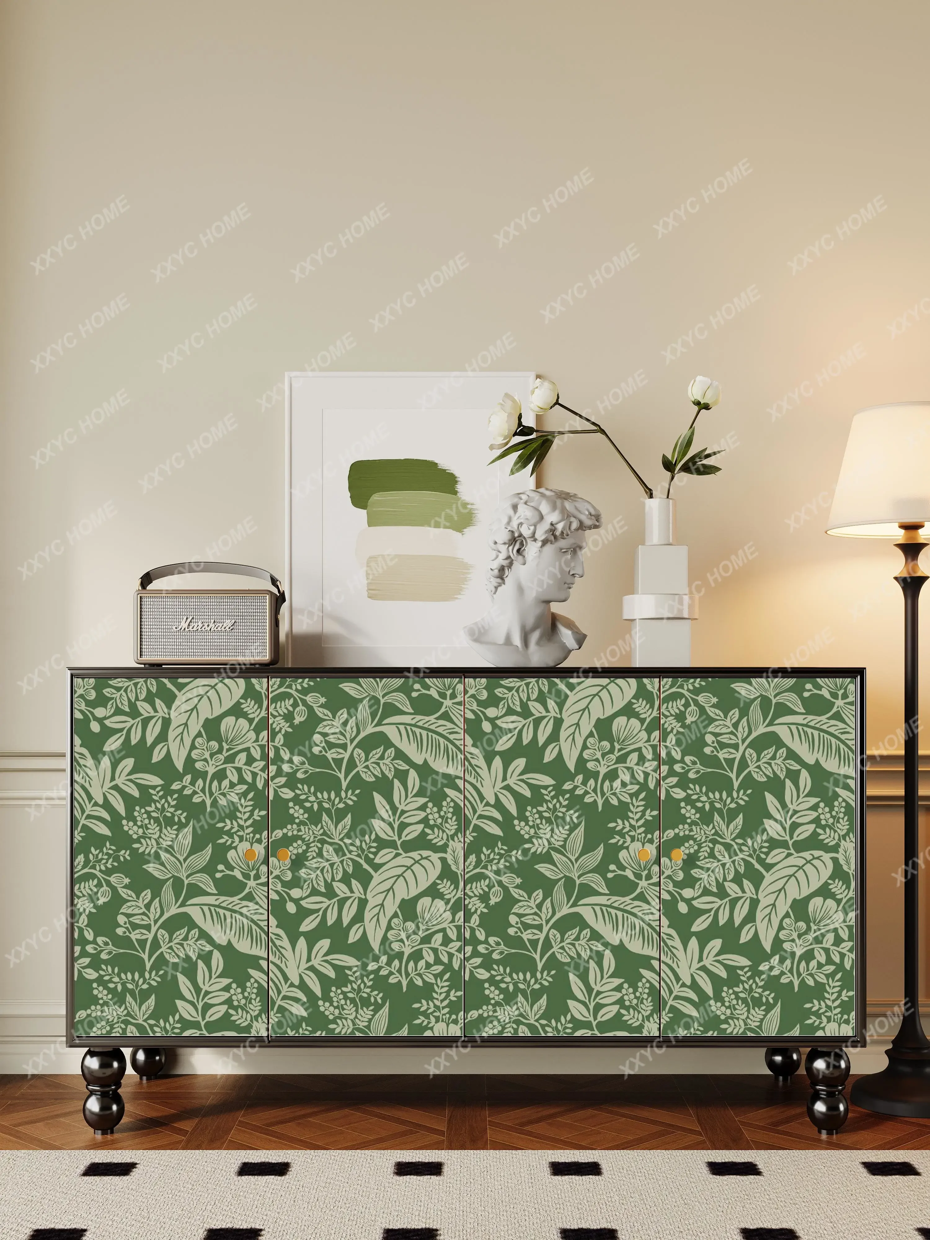 

Ретро-шкаф-перегородка для прихожей с цветочным узором, из массива дерева