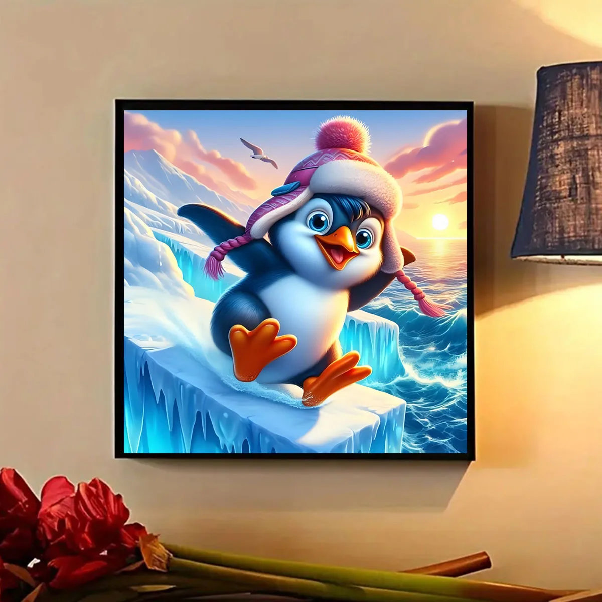 Skiing Penguin Pattern Diamond Painting Set, DIY Adult Full Diamond Home Decoration Painting Set, Adult Frameless Crafts - view 3
