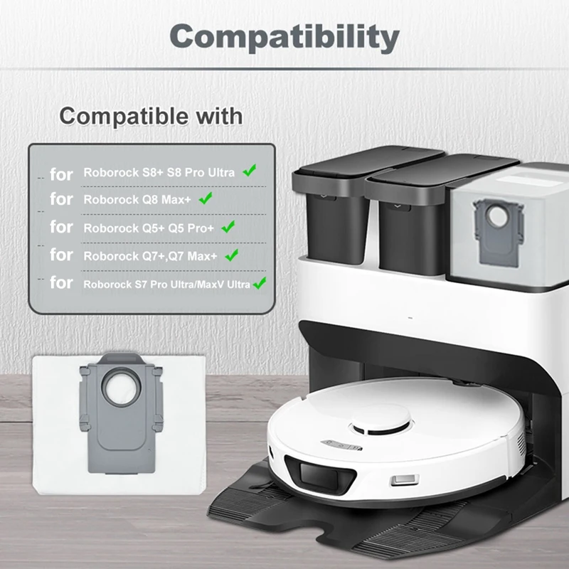 6 sacos de pó do bloco para roborock s8 pro ultra, s8 +, s7 maxv ultra/max ultra robô vácuo 2.5l sacos vácuo peças reposição