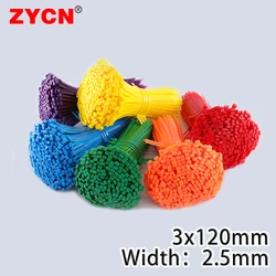 100Pcs Color 2.5mmx120 Self-Locking Cable Ties Nylon Wire Zip Blue Red Organiser Fastening Ring Plastic Flange Binding Straps