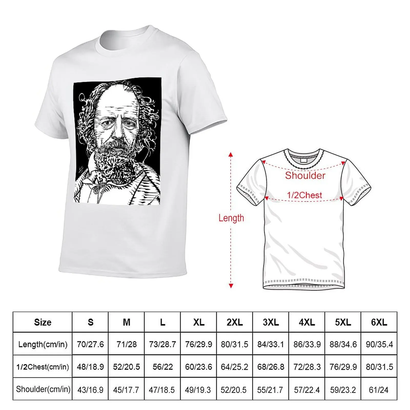 ALFRED,LORD TENNYSON ink portrait T-Shirt Daily Wear Print T-Shirt