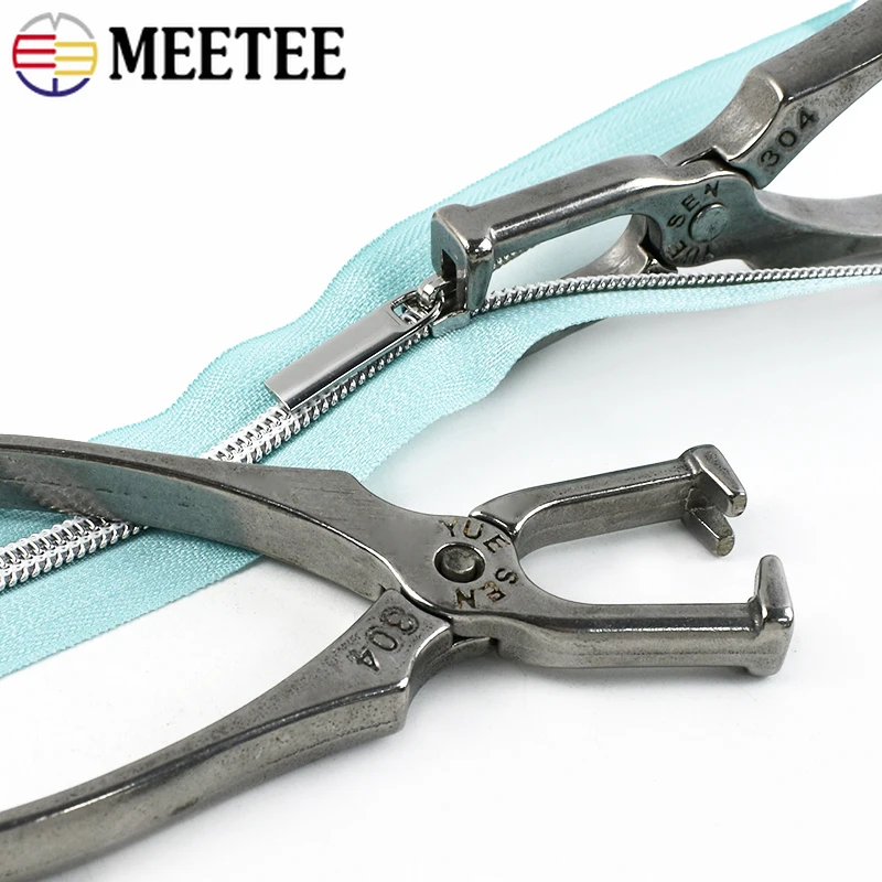 

1Pc Meetee 304 Stainless Steel Zippers Pliers for Zipper Install Stop Clothes Shoes Zips Repair Kits DIY Bags Sewing Accessories
