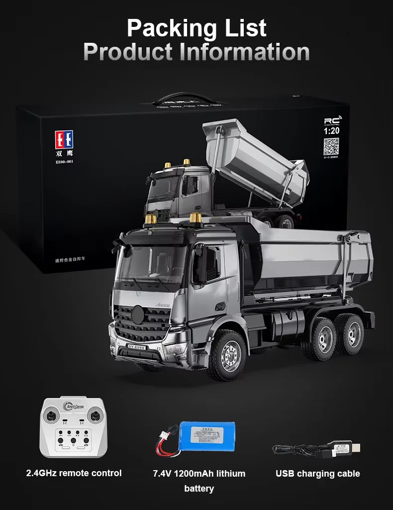 Dubbele E E598 EC160E 1:16 E593 17CH RC Graafmachine Automodel 3-in-1 Dual-mode rupsbanden afstandsbediening vrachtwagen graafmachine speelgoed jongens