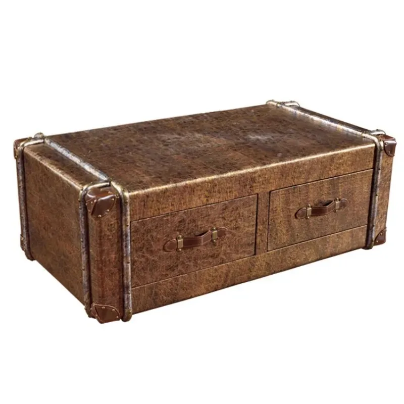 

American leather art coffee table retro box bar KTV double draw personalized creative rattan storage cabinet