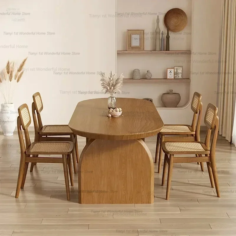 Nordic Oval Household Solid Wood Small Sized Dining Table Dining Tables Japanese Living Room Dining Tables And Chair Combination