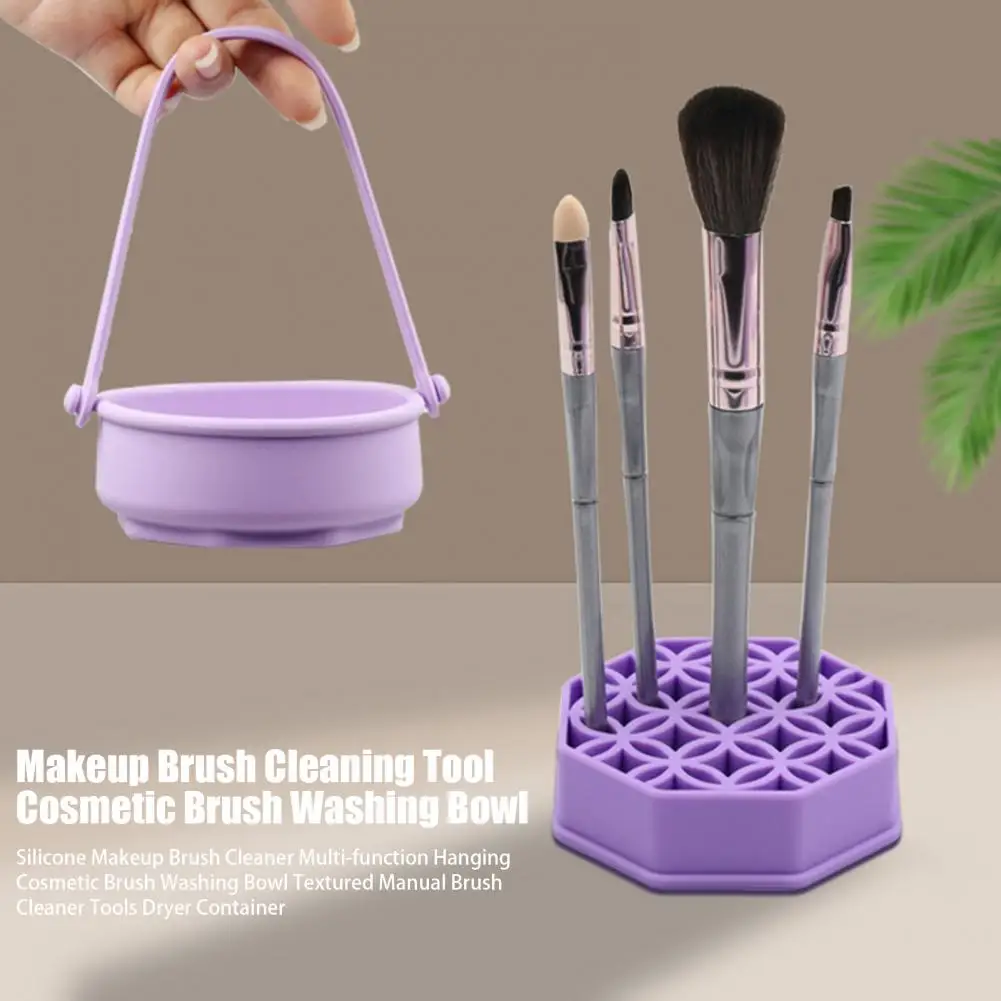Cuenco para brochas de maquillaje, herramienta para brochas de maquillaje, limpiador de brochas de maquillaje de silicona con función colgante, cuenco de lavado texturizado para una eficiencia