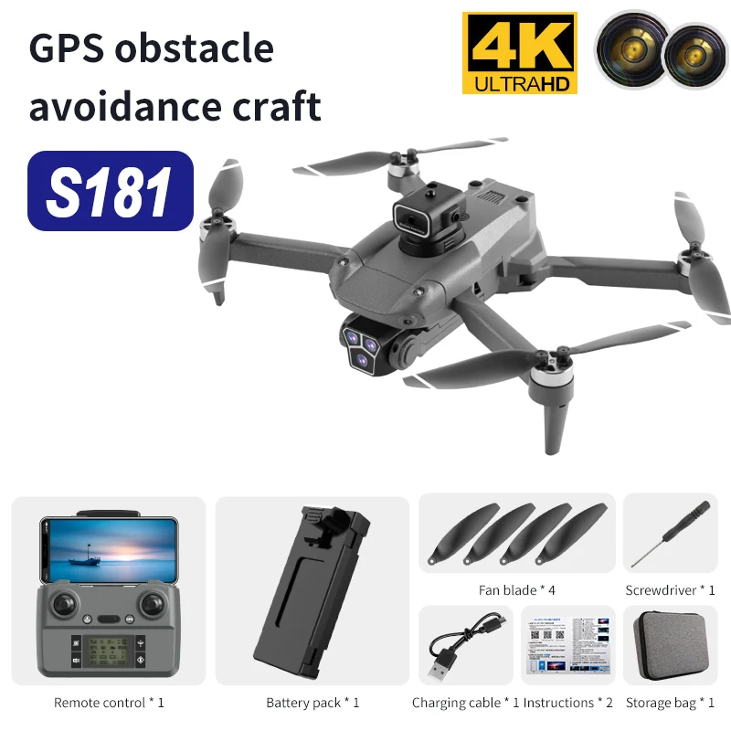 New S181 Brushless Drone Gps 6K Hd Dual Camera Intelligent Obstacle Avoidance 4Axis Remote Control Dron Flying Quadcopter Toy