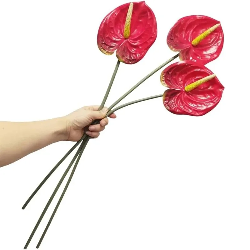 

1/2Pcs PU Artificial Palm Anthurium Flowers Bouquets for Table Centerpieces Bridal Wedding Decor Home Decoration Accessories