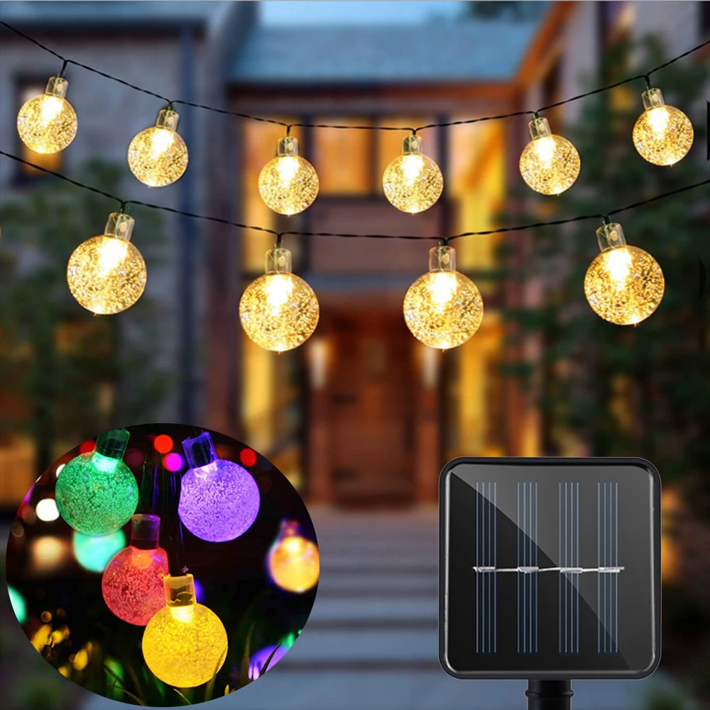 Solar Lamp Led String Fairy Light Multicolor Outdoor Ball Chain Bruiloft Decoratie Slinger Party Kerstverlichting