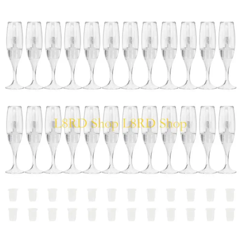 L8RD 24 ชิ้นหลอดลิปกลอสเปล่า 8ml แก้วไวน์รูปลิปบาล์มคอนเทนเนอร์สำหรับผู้หญิง