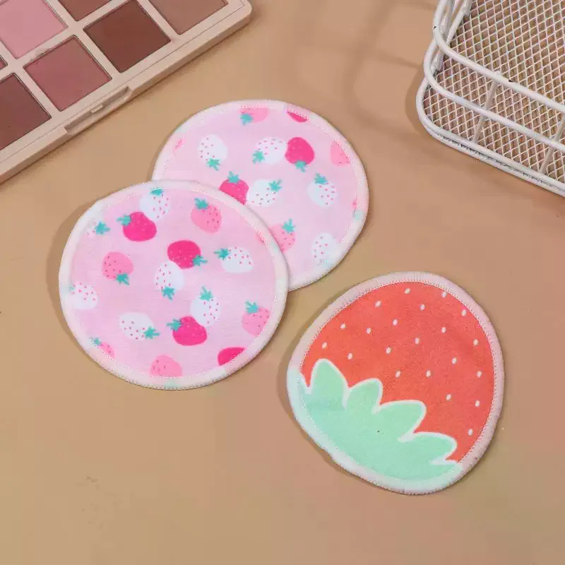 個メイクアップファッション高品質 10 リムーバーパッド洗える二層イチゴプリントクリーニングコットン再利用可能なフェイシャルメイクアップ