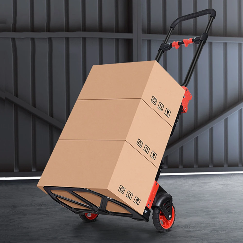 1 Pcs New portable small cart Moving car Take the express delivery Folding dual-purpose flatbed truck Pull rod shopping cart