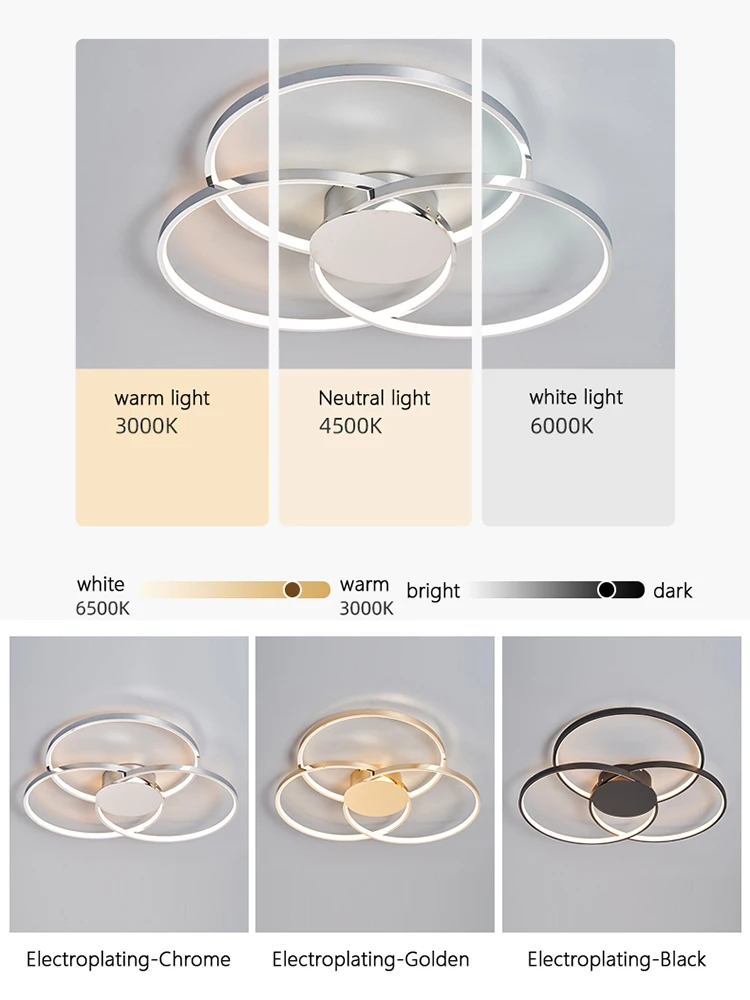 2023 moderne LED-Decken leuchte für Wohnzimmer Schlafzimmer Küche Chrom Gold schwarz minimalist ischen Kronleuchter Ring Innen intelligente Beleuchtung