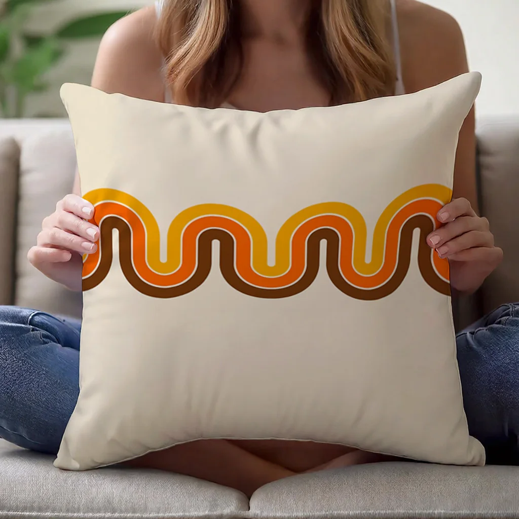 70s Retro Pillow Cover 16x16 18x18 20x20 Inch Polyester Zipper Machine Washable Boho Mid Century Decor