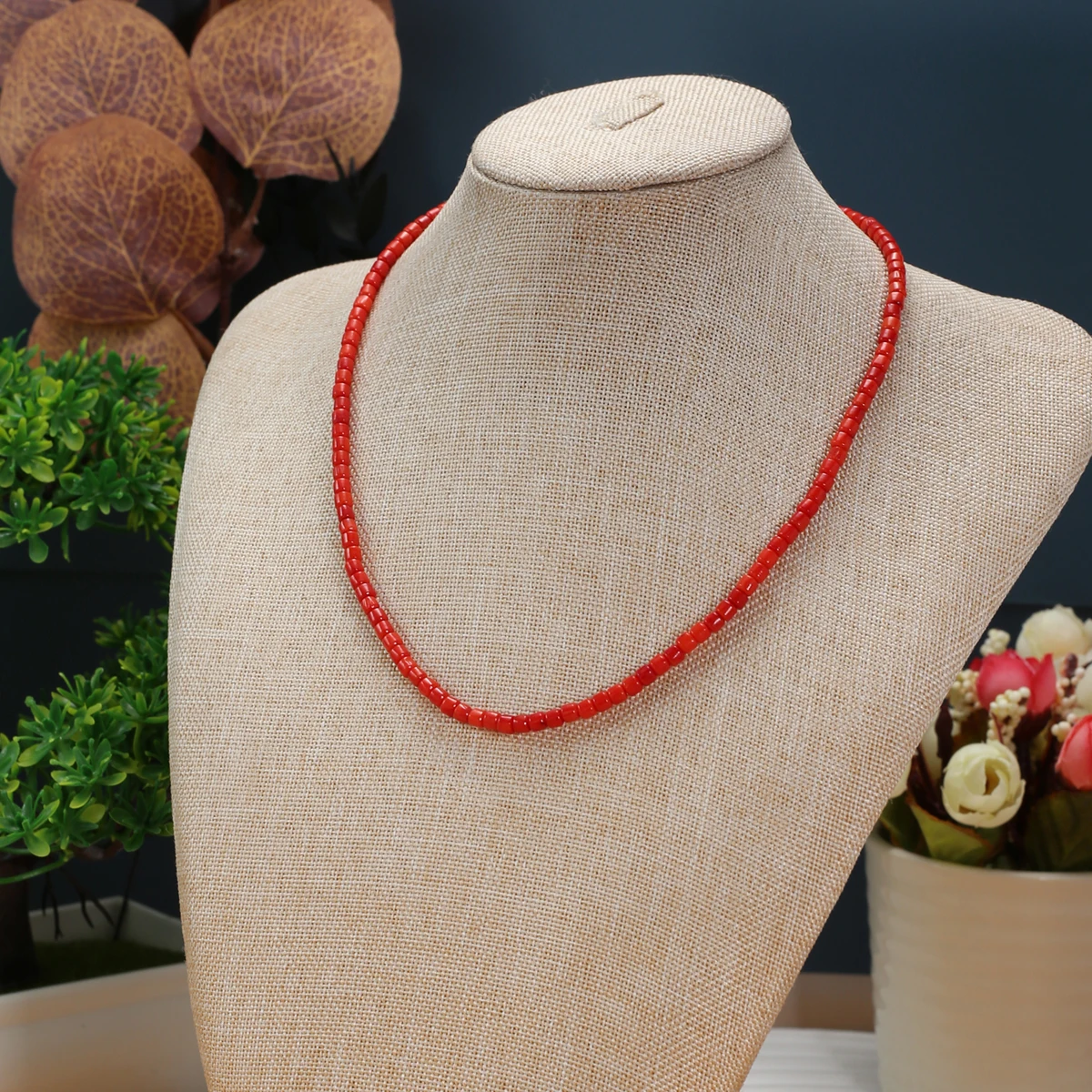 Hot Sale Natural Red Cylindrical Shape Coral Strand Beads Jewelry Necklace Bracelet Earrings Accessories Charm Gift Size 3x3mm