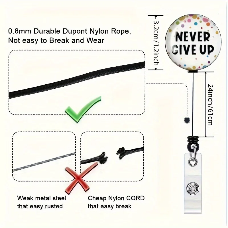 10pcs Inspirational Floral Retractable Badge Reels - Durable ABS Clip for ID & Keychains - Ideal for Nurses, Therapists, Teacher