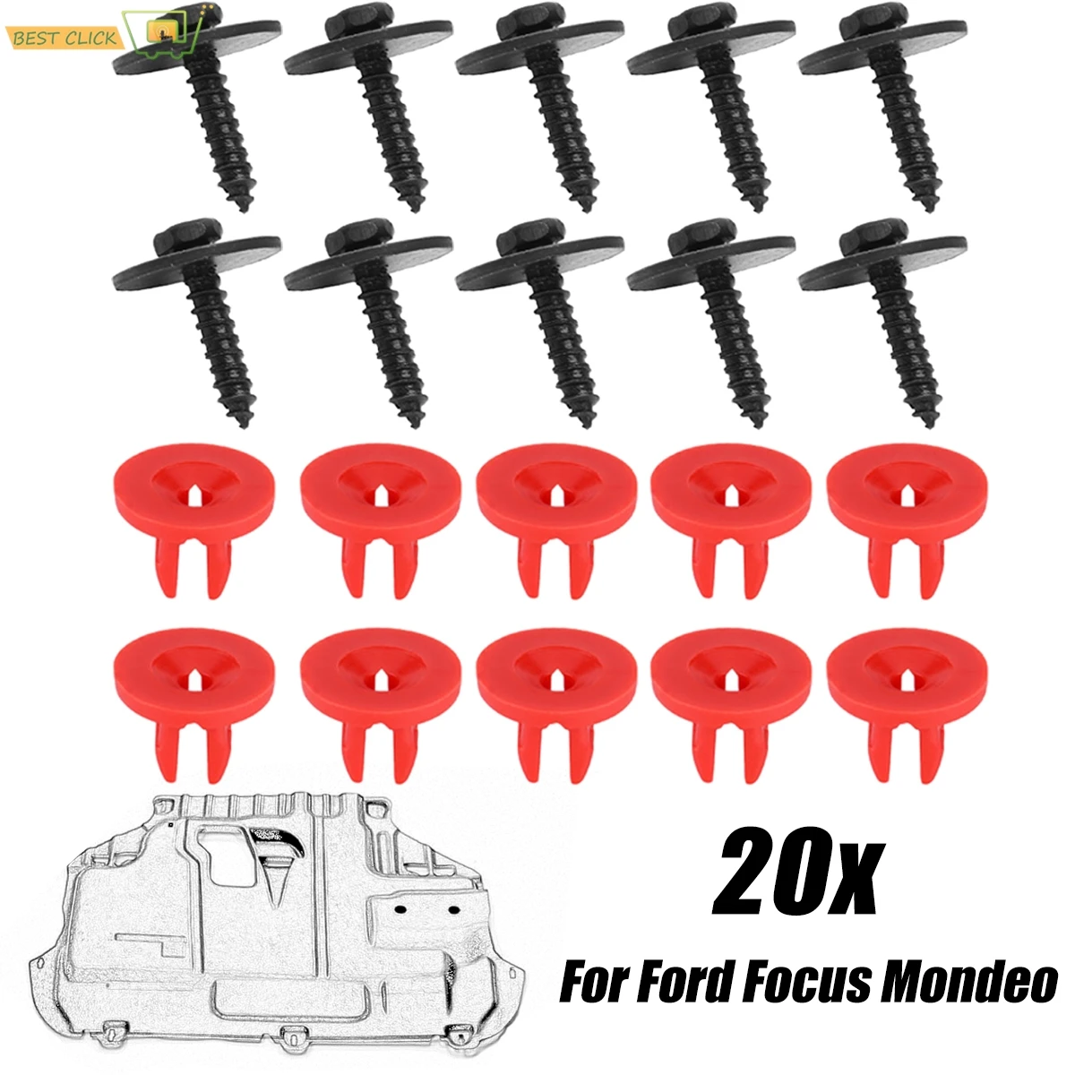 10 Set T30 Engine Splash Shield Guard Undertray Cover Screws Bolt Nut Clip For Ford Focus Escape Explorer Ka C-Max S-Max Galaxy